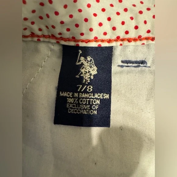 U.S. Polo Assn. Women’s  Polka Dot Chino Shorts, Blue Sz 8 - Picture 7 of 12